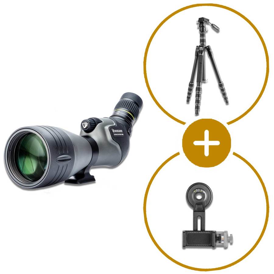 Paket tubkikare Vanguard Endeavor 82hd 20-60 x 80 + stativ veo3 go 265hap + digiscoping-kit